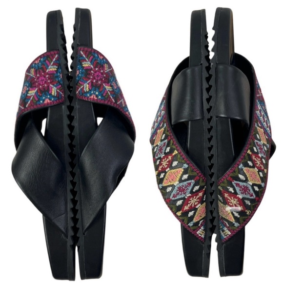 Johnny Was Beatriz Slip On Embroidered‎ Sandal Shoes Italy Size 37 - Picture 9 of 10